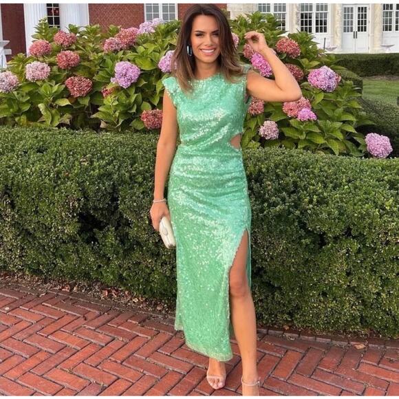 ZARA BLOGGER FAVORITE CUT OUT SEQUIN MIDI DRESS - Picture 2 of 16